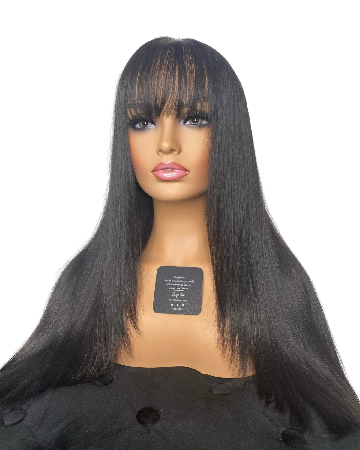 Megh' Natural Black 24" Virgin Hair With Bangs